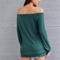 thumbnail image 5 of Womens Long Sleeve Tops Off The Shoulder Tunic Solid Color Shirts Casual Loose Fit Trendy Lounge Blouses(X-Large,Green), 5 of 5
