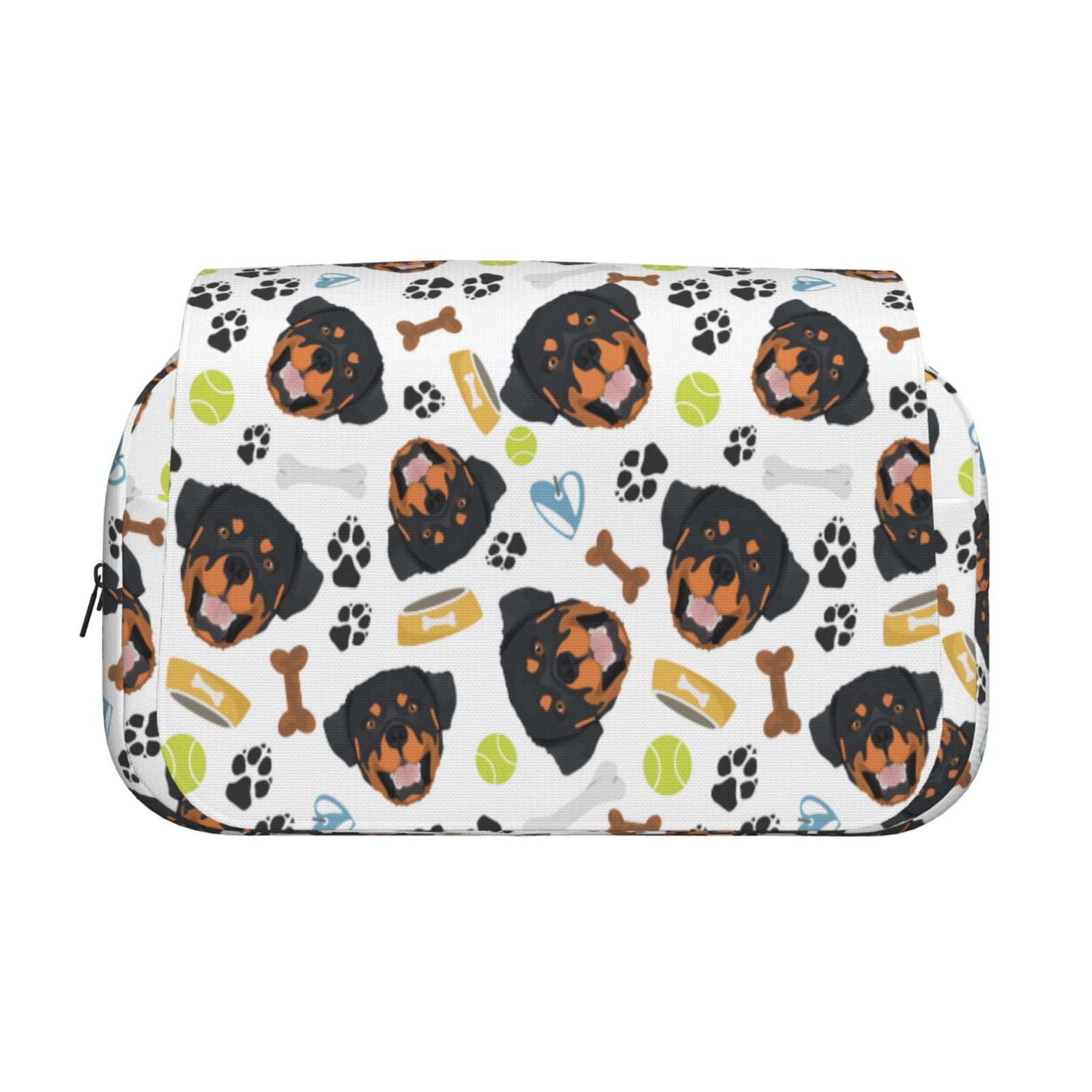 Rateoe Rottweiler Pattern Double Clamshell Pen Case, Storage Organizer with Two Zipper Compartments– Holds Up to 50 Pencils & Pens