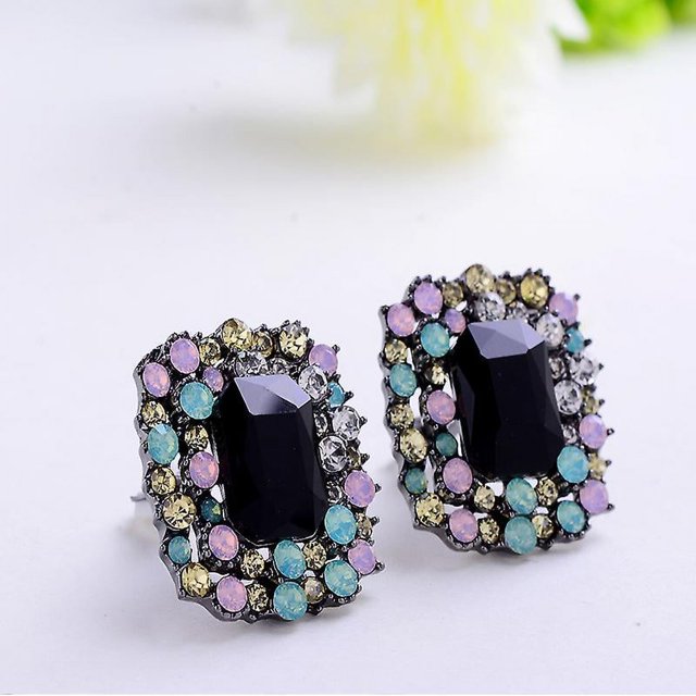1 par de nuevos pendientes de diamantes de imitación de cristal para mujer y niña, 4 colores, pendientes de Navidad de moda, joyería de fiesta