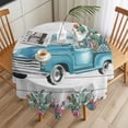 thumbnail image 3 of Farmhouse Round Tablecloth 54 inches Summer Blue Car with Cactus Succulents Wood Grain Waterproof Oil-Proof Table Cloth Round Table Cover for Holiday Party Picnic Dinner Decor Indoor and Outdoor Use, 3 of 9