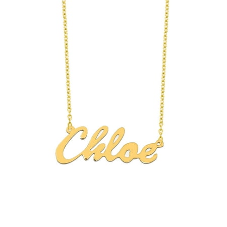 Personalized 18kt Yellow Gold over Silver Script Name Necklace, 16