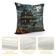 thumbnail image 4 of FANNA Haunted House Pumpkins Full Moon Plush Pillow Case 1PC Halloween Pillowcase Autumn Printed on Both Sides 12x12in, 4 of 5