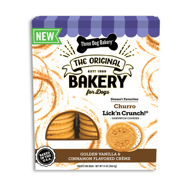 Three Dog Bakery Churro Lick'n Crunch, Crunchy Dog Treat, Churro Flavor, 13oz