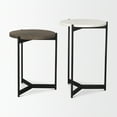 thumbnail image 4 of Mercana Larkin Marble & Dark Brown Wood Tabletop Nesting End/Side Table in White, 4 of 7