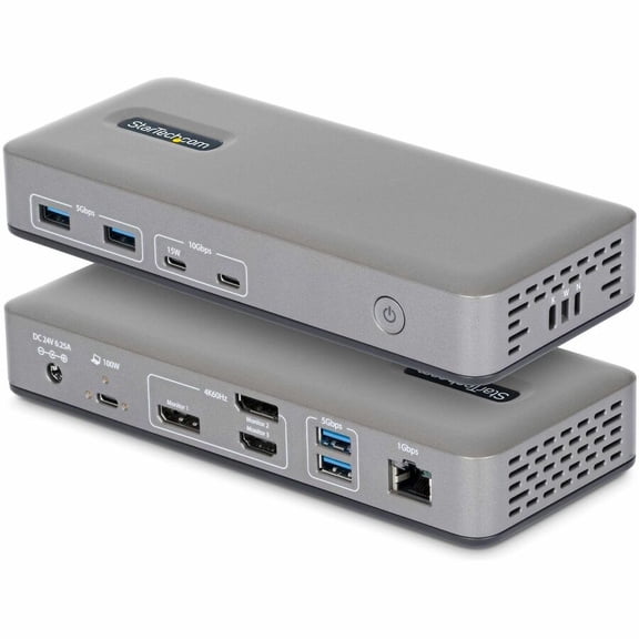 StarTech Triple-Monitor USB-C Docking Station, DP / HDMI, 4K 60Hz, 100W Laptop Charging, 1GbE, Driverless, Multi-Monitor Dock