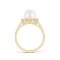 thumbnail image 2 of ANGARA Japanese Akoya Cultured Pearl Ring with Floral Halo in 14K Yellow Gold for Women | June Birthstone, Birthday, Anniversary, Jewelry Gift for Women | Pearl Ring, 2 of 9