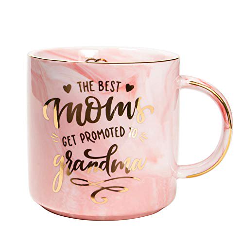 VILIGHT Tasse Grand-Mère Cadeaux de Noël pour Nana de la Part de Petite-Fille - Annonce de Grossesse pour Nouvelle Grand-Mère - Tasse à Café en Marbre Rose 11.5 Oz