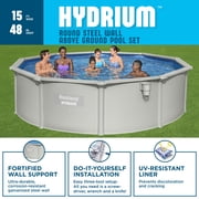 Bestway Hydrium 15 x 48 Steel Side Wall Above Ground Pool w/ Sand Pump & Accessories