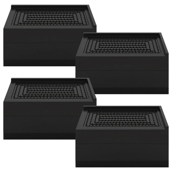 4 Pcs Heavy Duty Bed Risers, Black Furniture Lifts, PP Rectangular Furniture Risers, Secure Non-Slip Design for Extra Storage, Suitable for Home and Office, 4.5×2.4×2.9"