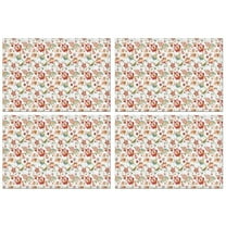 Pioneer Flower Floral Print Pattern Summer Placemats Table Placemats Set Of 4-Linen Kitchen Washable Placemats Table Mats 12x18 Inch Non-Slip Heat Resistant