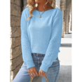 thumbnail image 5 of Women's Long Sleeve Crew Neck Crochet Pullover Sweater, 5 of 20