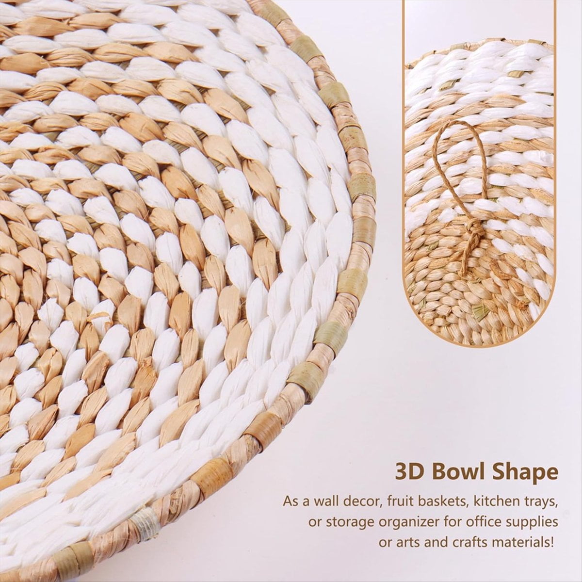 9 Pack Boho Wall Basket Set, Hanging Woven Decor, Seagrass Rattan Wicker Decor