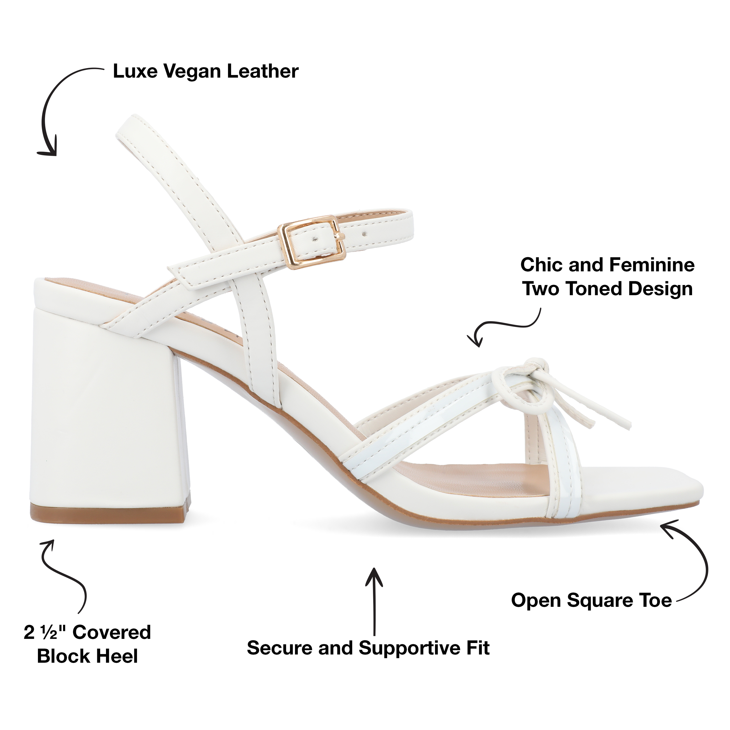 Journee Collection Womens ISSMIA Square toe Ankle strap Block Heel