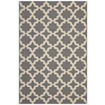 Modway Cerelia 108x143.5" Moroccan Trellis Fabric Area Rug in Gray and Beige