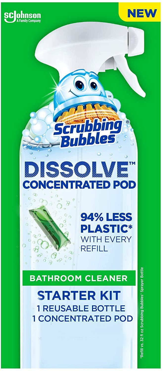 Scrubbing Bubbles Dissolve Concentrated Pod Bathroom Cleaner, Starter Kit, 1 Reusable Bottle, 1 Concentrated Dissolvable Pod