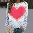 thumbnail image 2 of ShomPort Womens Tie Dye Sweatshirts Long Sleeve Round Neck Color Block Print Casual Pullover Tops, 2 of 3