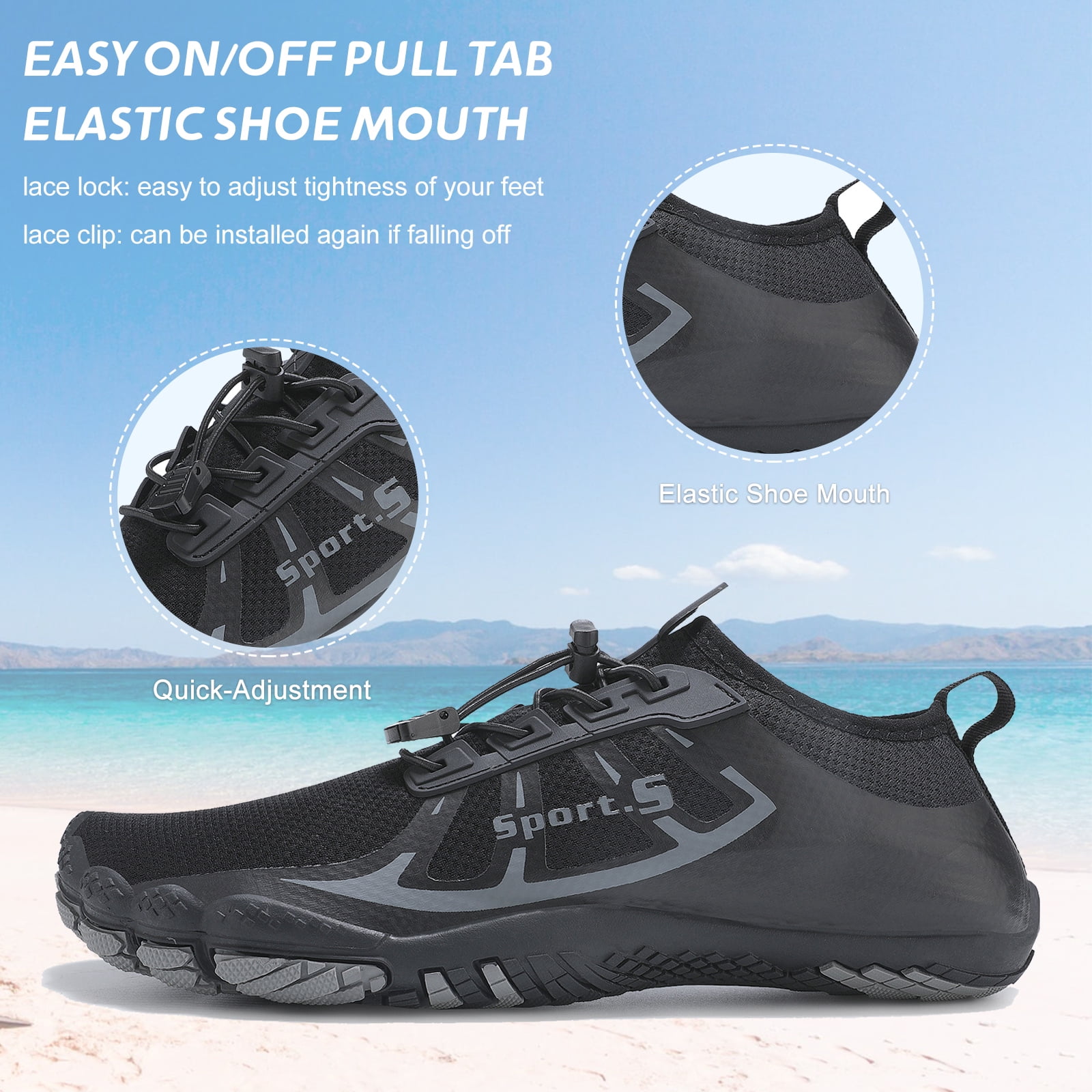 OUSIMEN Water Shoes Womens Mens Quick-Dry Non-Slip Soft Barefoot Swimming Shoes Aqua Sports Outdoor Beach Surfing Diving Hiking Yoga Shoes