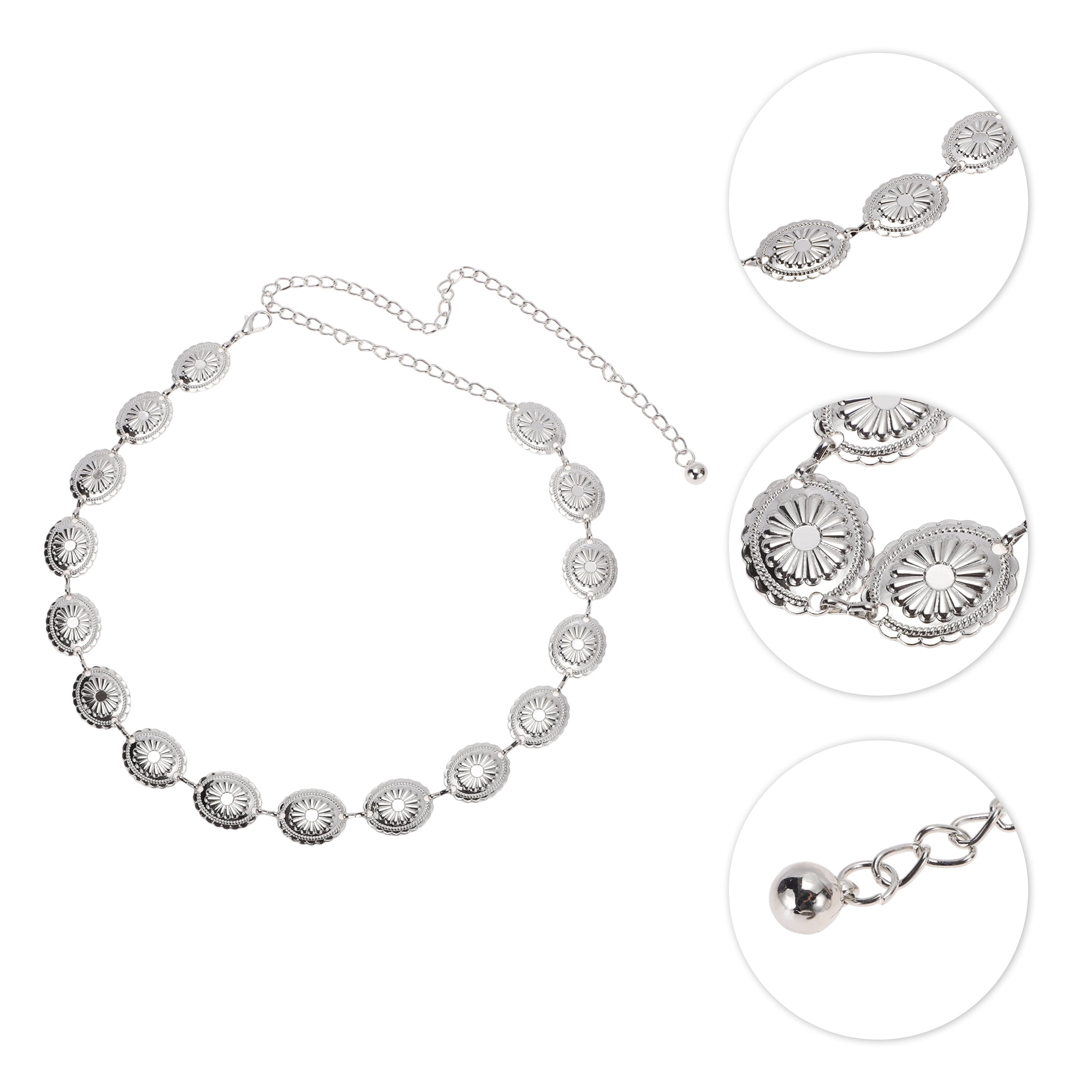 Unique Bargains Stylish Oval Design Waist Chain for Women Silver Tone 1Pc
