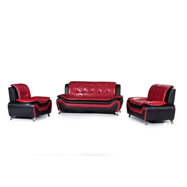 Us Pride Furniture Wanda 3 Piece Modern Bonded Leather Sofa Set S5066 S5067 Com Us Pride Furniture Wanda 3 Piece Modern, 3 Piece Red Leather Sofa Set