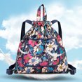 thumbnail image 3 of Mochila Baloncesto Yoga Cordón Plegable Nylon para Viajes (Flores Grandes), 3 of 9