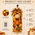 thumbnail image 2 of 21.7inch Wooden Pumpkin Door Hanging with Warm LED Lights, Harvest Fall Farmhouse Decor with Autumn Leaves for Porch Entryway, 2 of 6