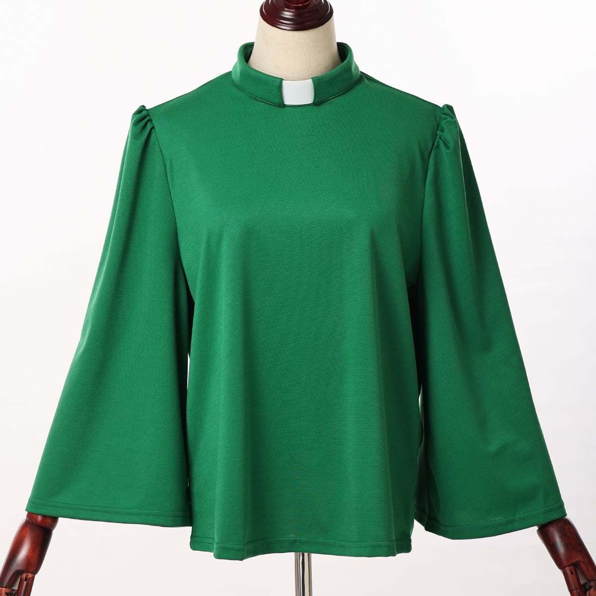 GRACEART Women Clergy Shirt Removedable Tab Collar Flare Sleeves Black