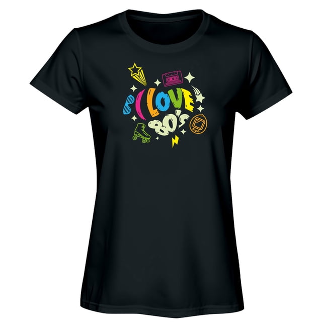 Playera de Mujer con Estampado Corazón Brillante en la oscuridad Retro Epoca de los 80´s Colores Fosforescentes | Diseños retro y vintage