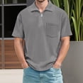 thumbnail image 2 of Aihuaihua White Shirt Men Henley Short Sleeve Casual 1/4 Zip up Collared Basic Tee Casual Men Clothes Grey XXL, 2 of 5