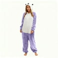 thumbnail image 4 of REORIAFEE Womens Pajama Sets Pants 1 Piece Fleece Warm Loungewear with Pockets Long Sleeve Jumpsuit Pants Color Block Sleepwear Purple S-2XL, 4 of 7