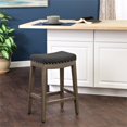 thumbnail image 2 of HomePop Blake Backless Nailhead Trim Counter Height Barstool, 24-inch, Blue, 2 of 4
