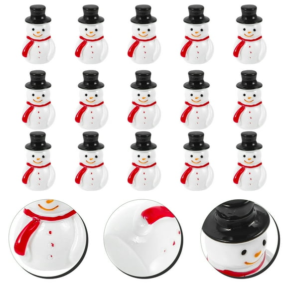 WASHWEPE Tiny Resin Snowmen Ornaments Christmas Theme 20Pcs 1.1X0.6X0.6In