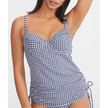 Panache NAVY GINGHAM Renee Balcony Tankini Swim Top, US 36DD, UK 36DD