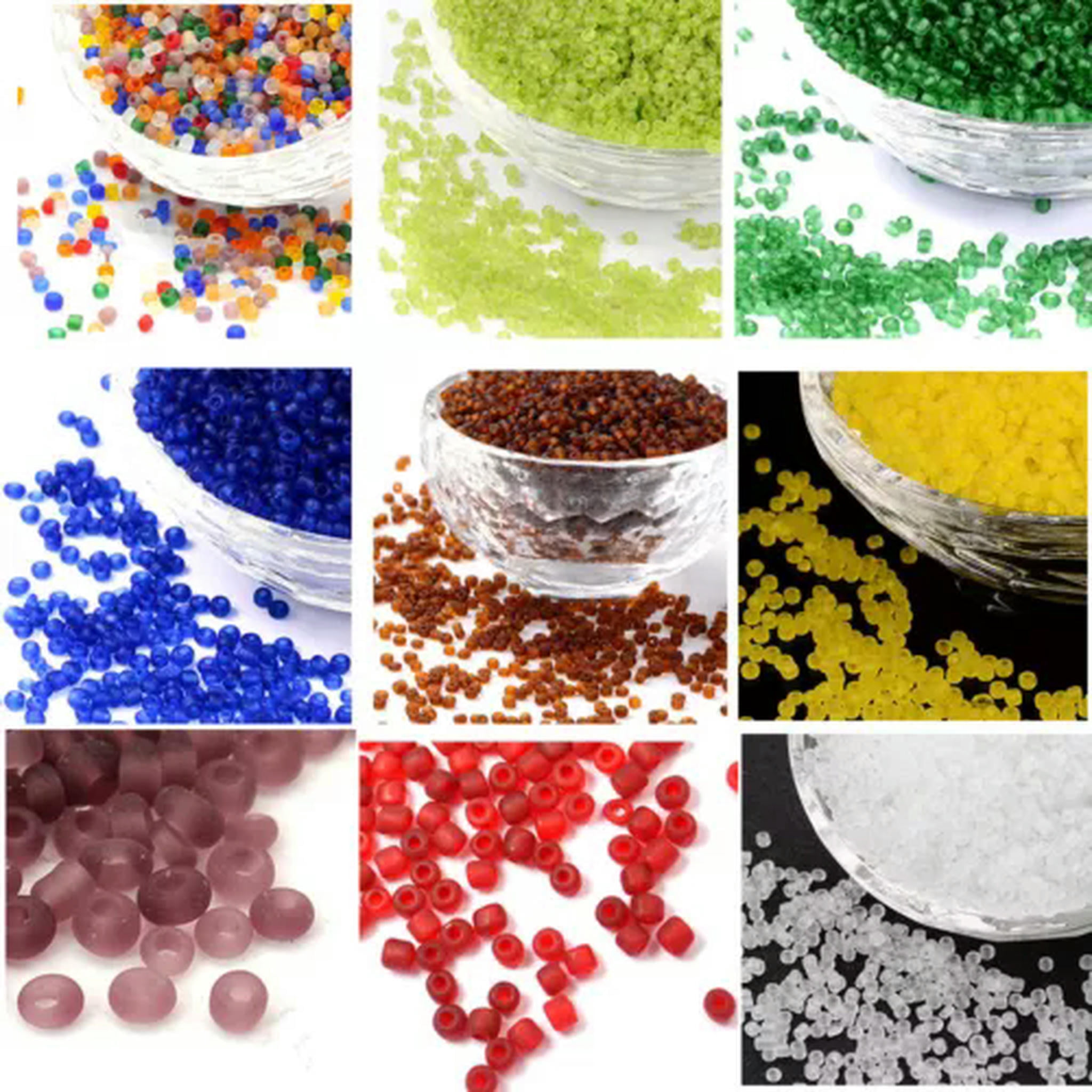 EOEMY 30000Pcs Frosted Round Glass Tiny Beads Loose Spacer Beads Diy Jewelry Craft 2mm-Rosybrown