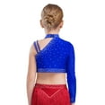 thumbnail image 5 of SiiRoh Girls 2-Piece Ballet Lyrical Dance Outfit Set Single Long Sleeve Crop Tops with Mesh Skirts Blue 16, 5 of 6