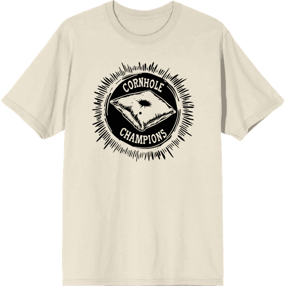 Cornhole Champions Adult Natural Crew Neck Short Sleeve Tee-3XL