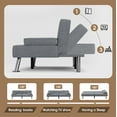 thumbnail image 7 of Homall Linen Convertible Futon with Cupholders, Removable Armrests, and Metal Legs, Dark Gray, 7 of 7
