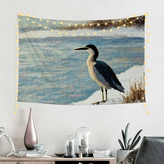 ZFLMY Bird Snow Water Tapestry Wall Hanging 100% Polyester Decorative Wall Art for Bedroom Living Room Decoration 60x40in