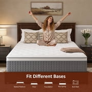 GREOO Queen Size Mattress in a Box 12 Hybrid Cooling Gel Memory Foam with Individually Pocket Coils Firm Pressure Relief Certified materials