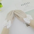 thumbnail image 5 of 1 Pair Girls Kids White Lace Faux Pearl Fishnet Gloves K1S3, 5 of 9