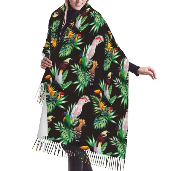 Shawl Wraps for Women - Cartoon Cute Parrot Toucan Bird Oversized Fall Winter Fashion Blanket Scarf for Women