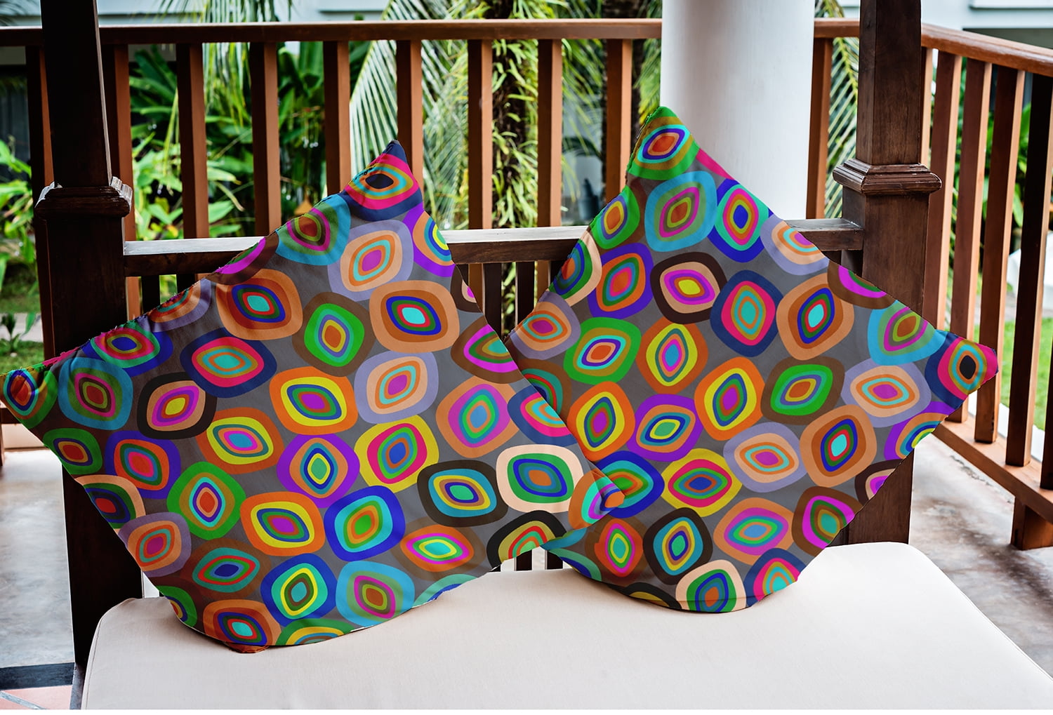 18" x 18" Simply Daisy Modern Leaf Pile Polyester Indoor/Outdoor Pillow, Multi Qty 1