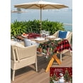 thumbnail image 4 of Outdoor Tablecloth with Umbrella Hole and Zipper, Red Plaid Christmas Rectangle Table Cloth 60x84 Inch Waterproof Tablecloth, Snowman Xmas Tree Snowflake Gifts Elk Picnic Table Cover for Patio, 4 of 7