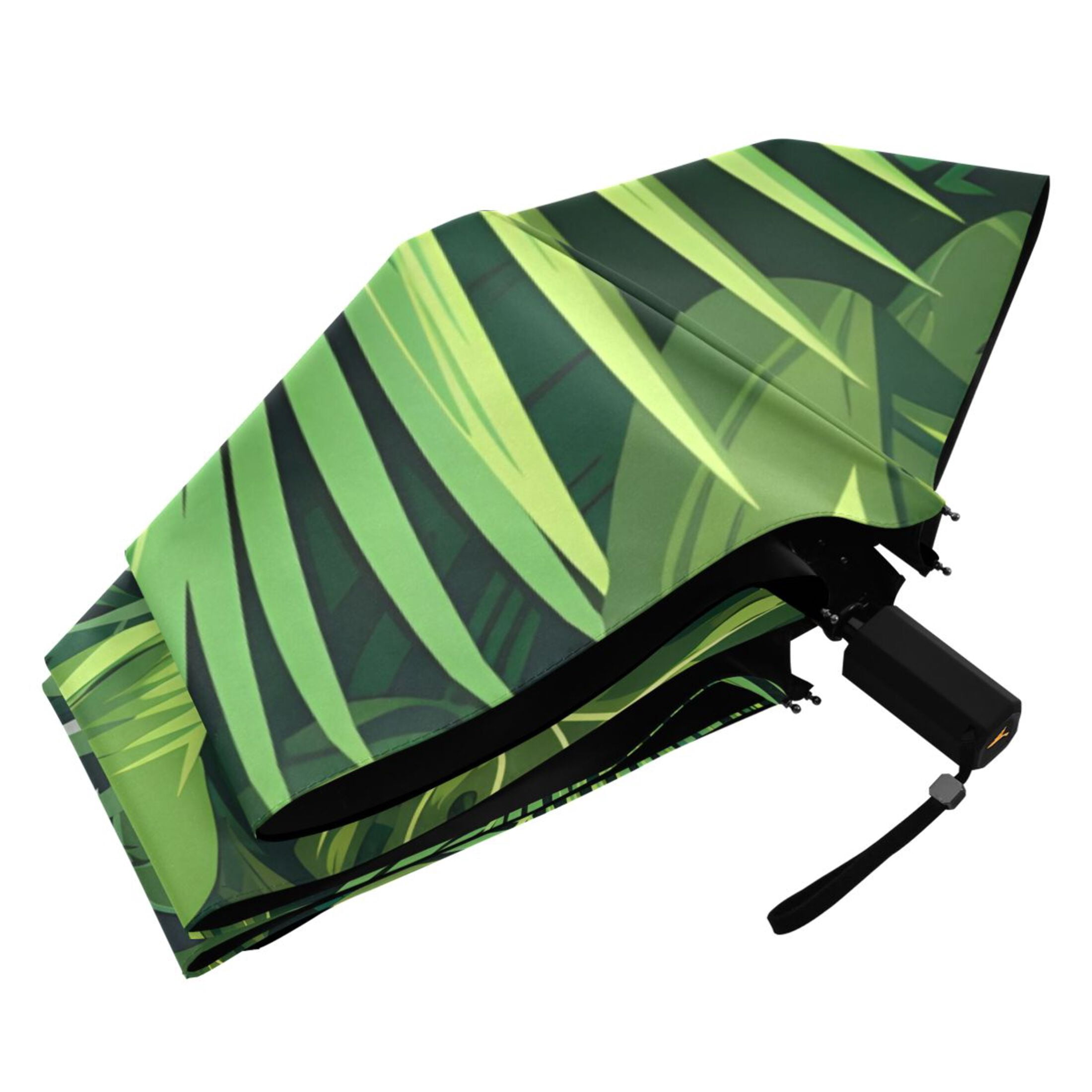 Palm Leaves Compact Sun Umbrella Windproof Travel Umbrellas for Rain Strong Portable UV Protection
