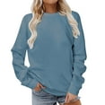 thumbnail image 1 of Qucoqpe - Sudadera informal para mujer, cuello redondo, manga larga, color liso, suave y ligera, holgada, en liquidación, 1 of 7
