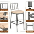 thumbnail image 7 of Metal Dining Bar Stools, Outdoor Bar Height Stool, Indoor Outdoor Stools with High Back & Cushions, Hammered Gray Finish, 29" Barstools for Patio, Bistro, 7 of 7