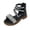Black, variant on Toddler Sandals Summer Kids Shoes Girls Open Toe Gladiator Sandal with Zipper Closure Low Block Heel Black Size 10