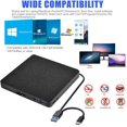 thumbnail image 3 of External DVD Drive, USB3.0/Type-C DVD CD ROM +/-RW Player for Laptops, CD Burner with 2 USB3.0 Ports, SD/TF Port, 3 of 10