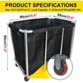thumbnail image 2 of Industrial Commercial Large Rolling Laundry Cart, Heavy Duty Canvas Hamper, 11.5 Bushel, 260LBS Load, Wheeled, Black, 2 of 6