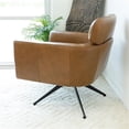thumbnail image 5 of Pemberly Row Mid-Century Genuine Leather Tight Back Swivel Chair in Tan, 5 of 8