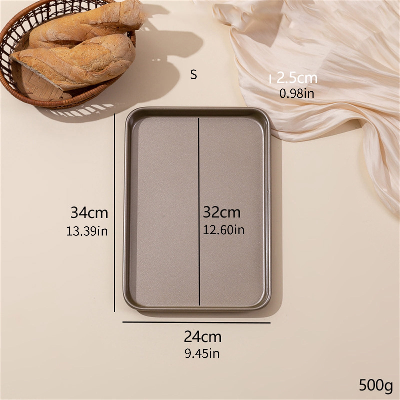 Carbon Steel Baking Tray Nonstick Cookie Sheet, Oven-Safe Rectangular Pan for Even Heating & Commercial Cooking